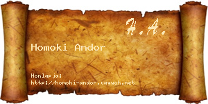 Homoki Andor névjegykártya